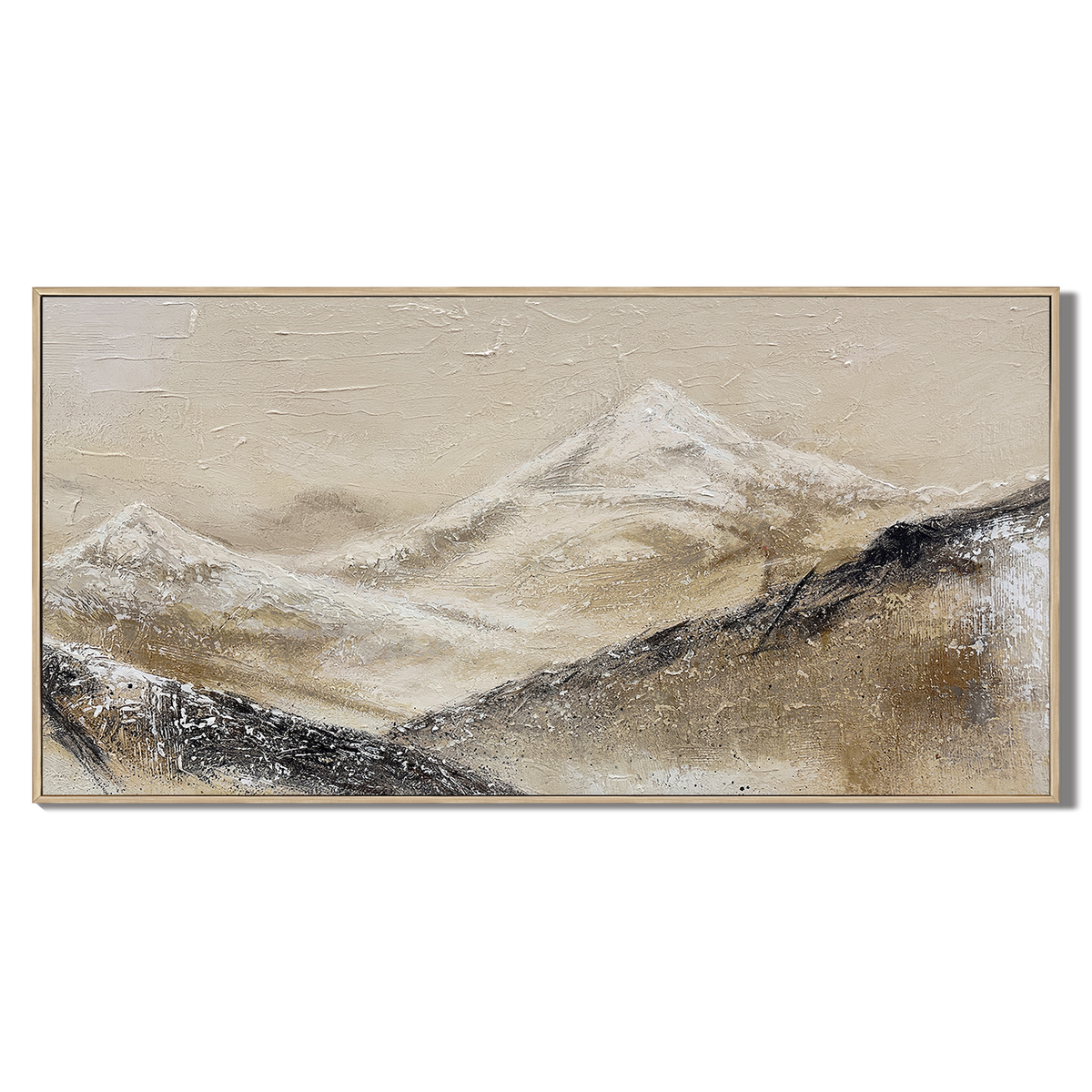 “Silent Mountain Trace” – Wabi-Sabi Beige Abstract Landscape Hand-Painted Canvas Art