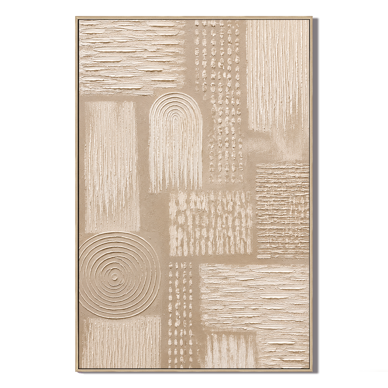 "Whispers of Lines" - Wabi-sabi Beige Relief Textured Acrylic Painting