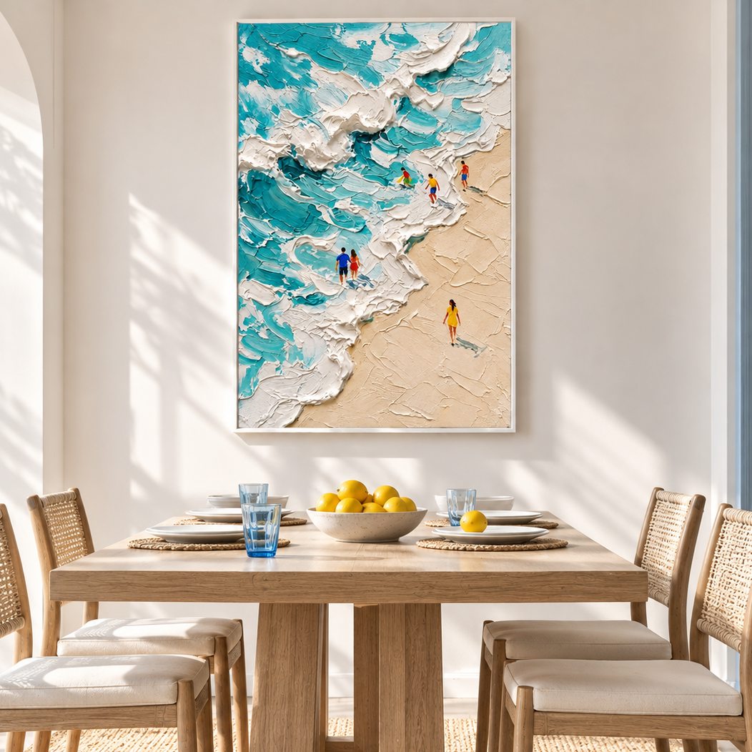 "Tidal Awakening" – Coastal Ocean Wave Heavy Impasto Textured Oil Painting