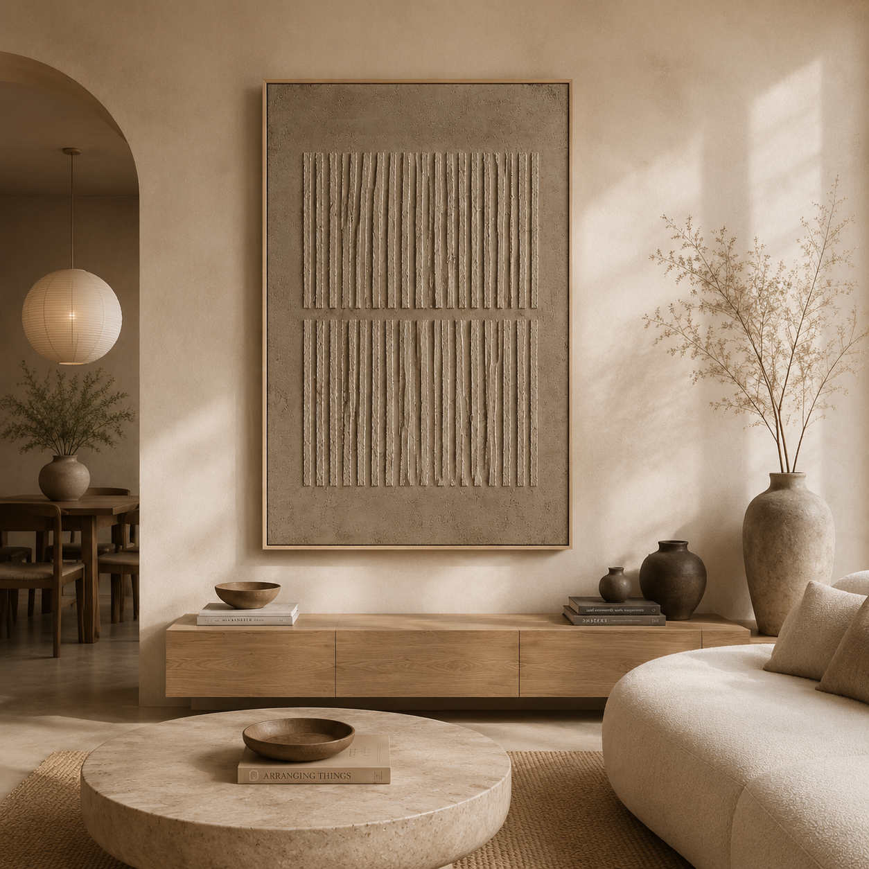 "Architectural Silence" – Wabi-Sabi Sand Tone Abstract Acrylic Painting