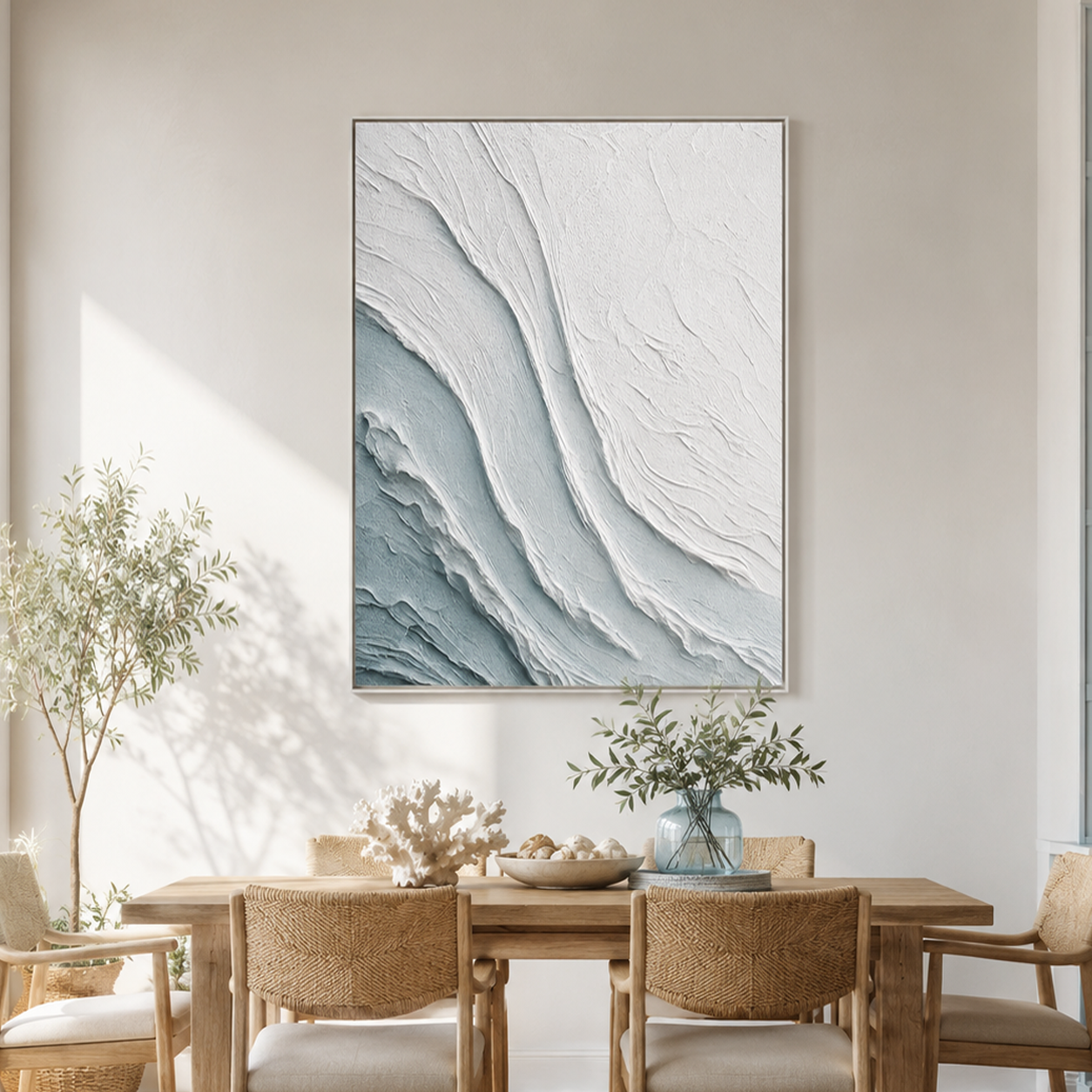 "Glacial Whisper" – Ice Blue Wabi Sabi Textured Abstract Painting