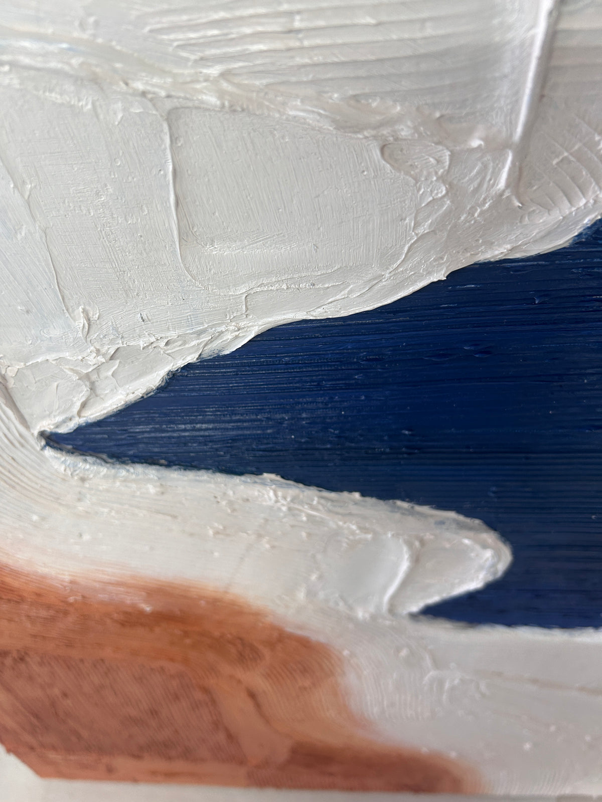 "Tidal Terrains" – Blue Terracotta Textured Abstract Painting