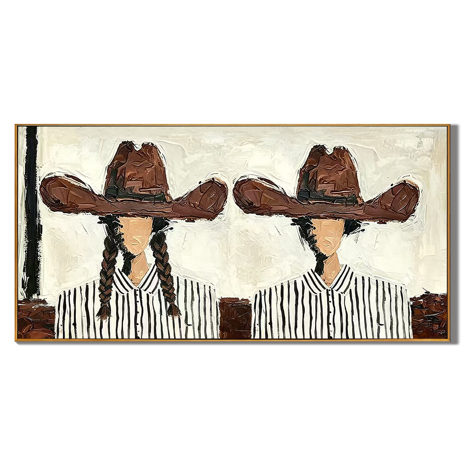 “Desert Lovers” – Vintage Western Couple Portrait Oil Painting