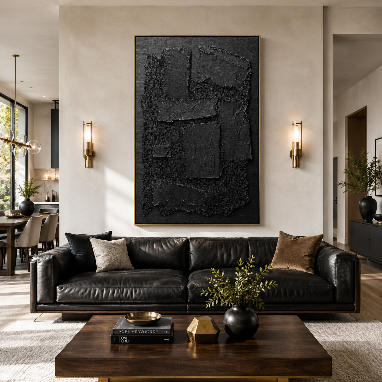 "Shadow Relic" – Black Wabi Sabi Abstract Textured Wall Art