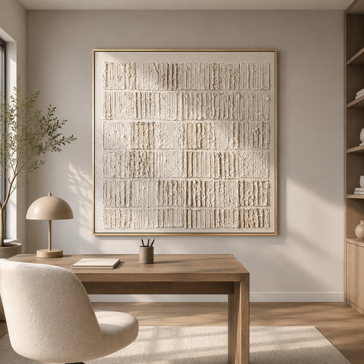 "Textured Archives" – Wabi Sabi White Relief Abstract Painting