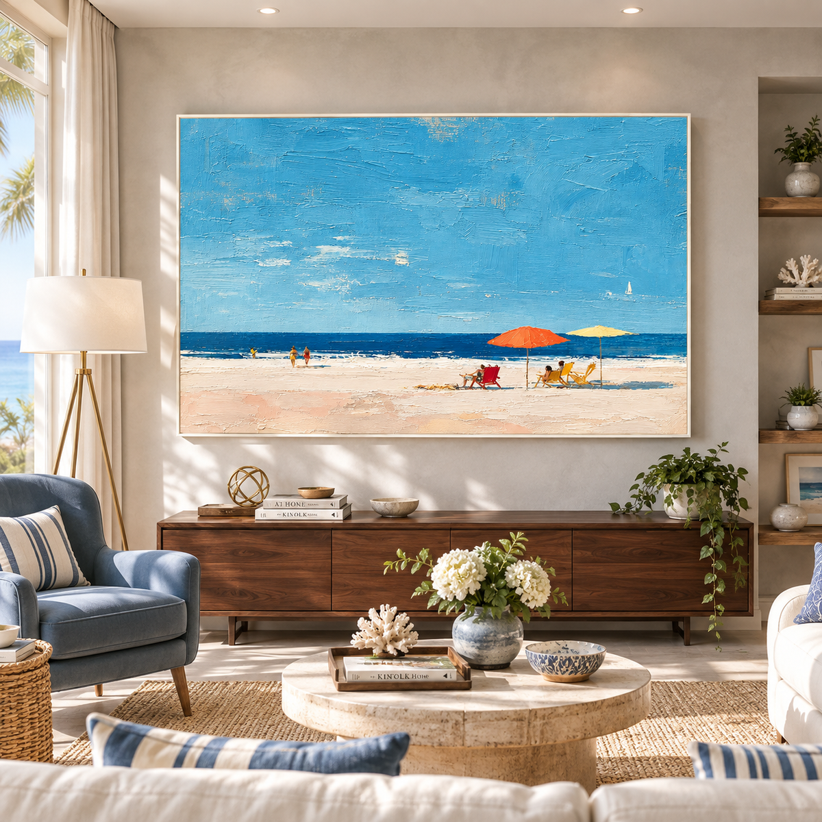 "Summer Solitude" – Coastal Impressionist Palette Knife Beach Oil Painting
