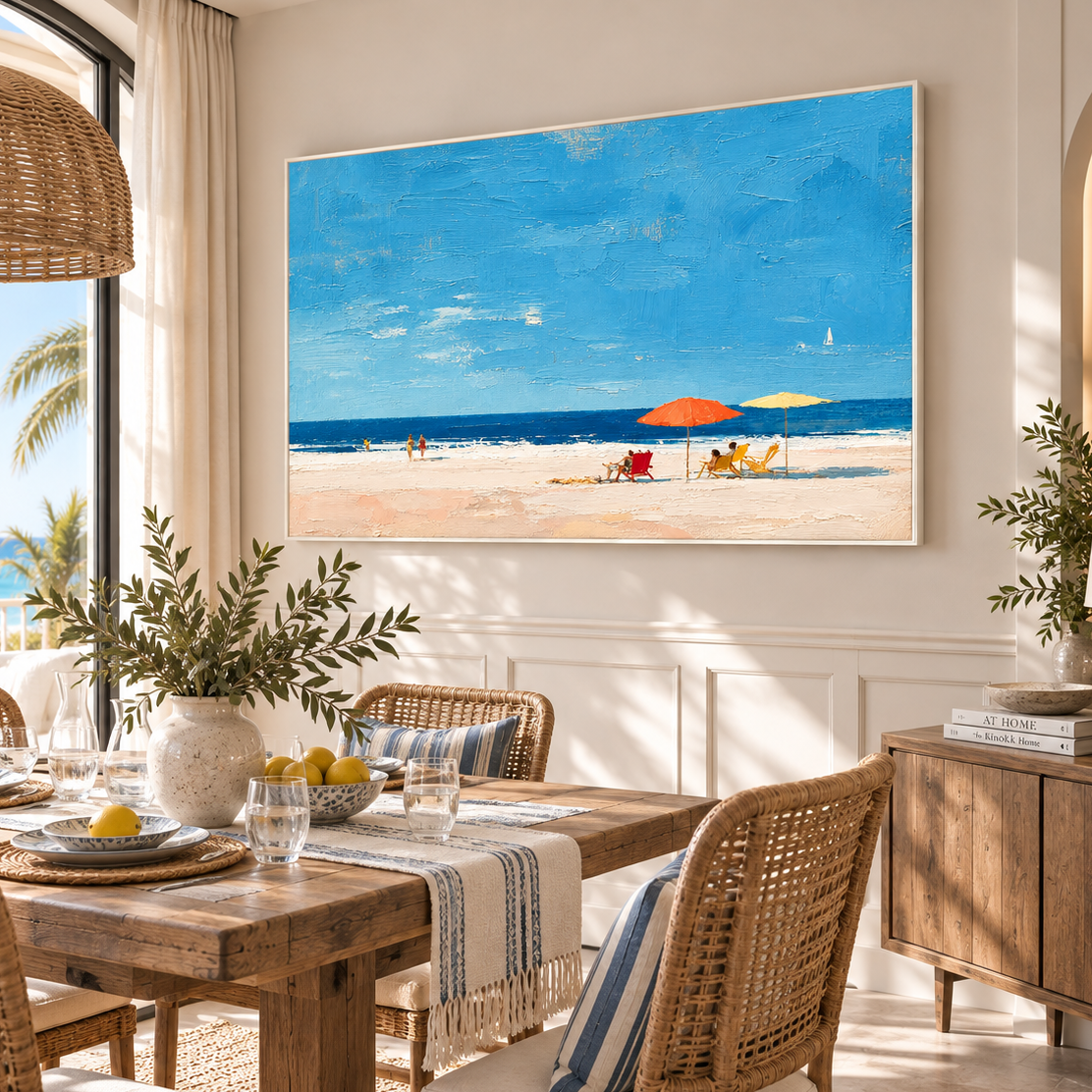 "Summer Solitude" – Coastal Impressionist Palette Knife Beach Oil Painting