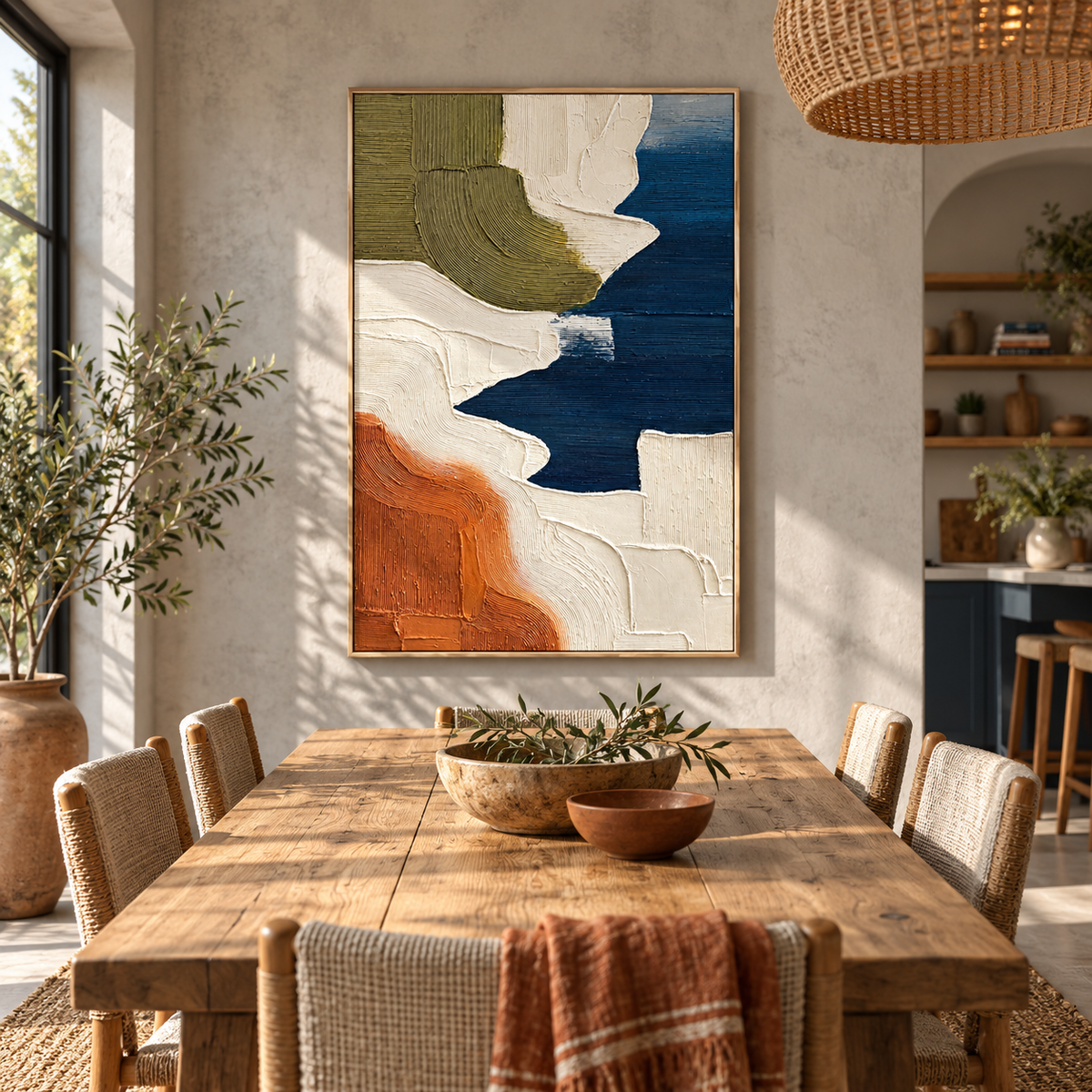 "Tidal Terrains" – Blue Terracotta Textured Abstract Painting