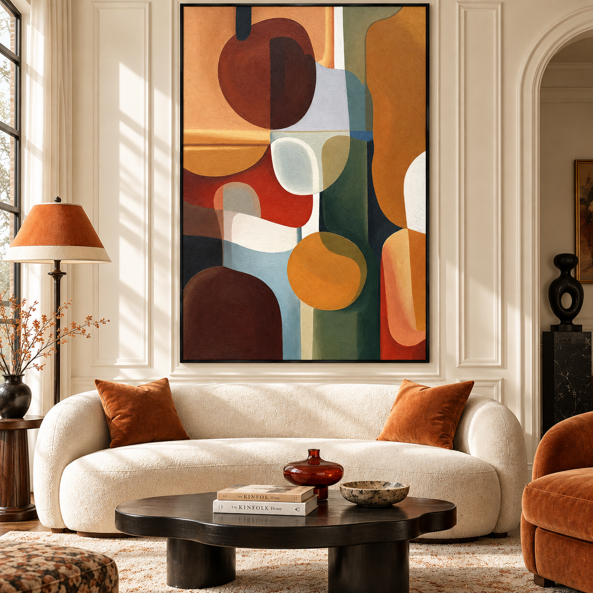 "Harmonic Vessels" – Mid-Century Geometric Earth Tone Abstract Acrylic Painting