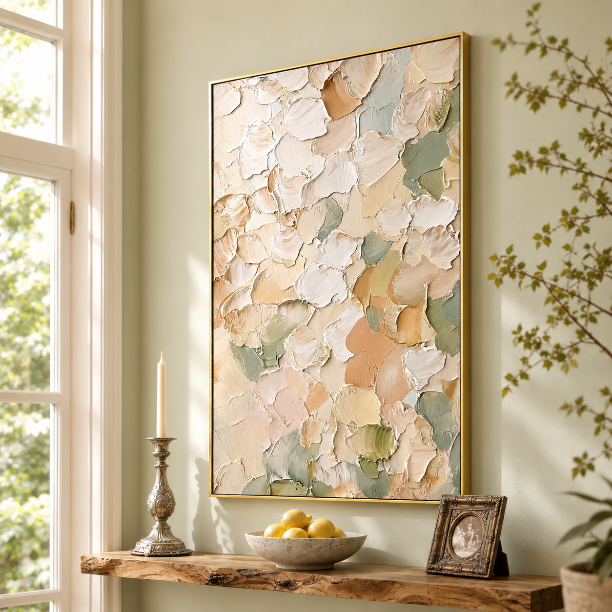 "Soft Petal Reverie" – Pastel Cream Textured Abstract Painting
