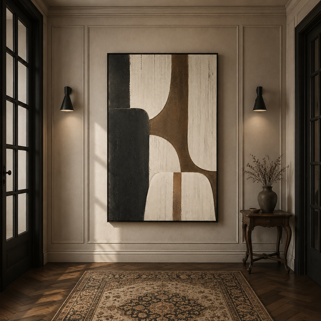 "Silent Architecture" – Wabi-Sabi Earth Tone Geometric Texture Painting