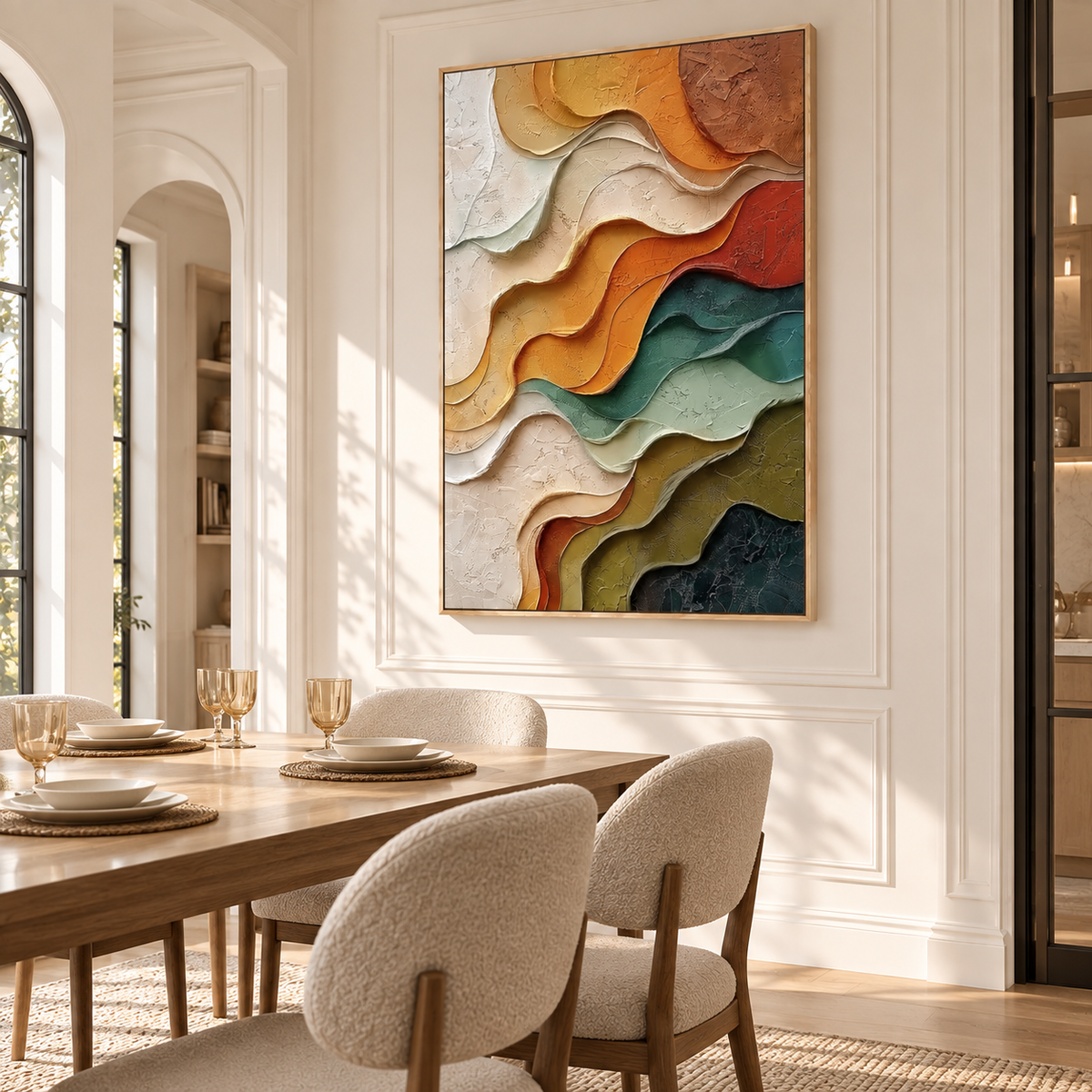 "Strata Serenade" –  Earth Tone Wave Abstract Acrylic Painting