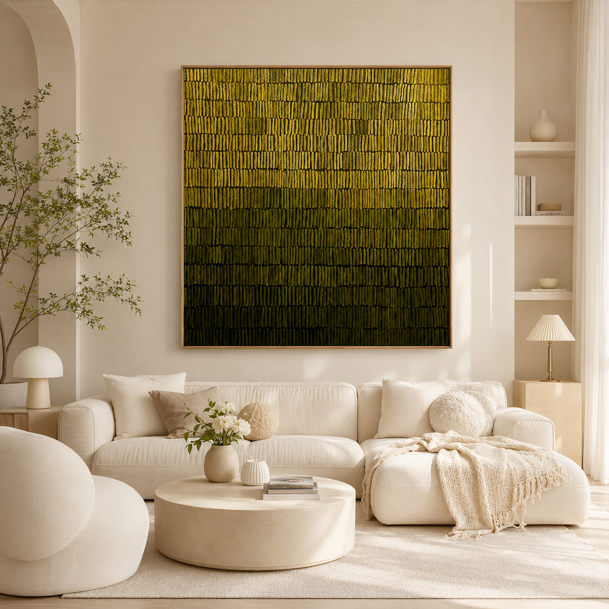 "Moss Rhythm" – Olive Green Textured Pattern Painting