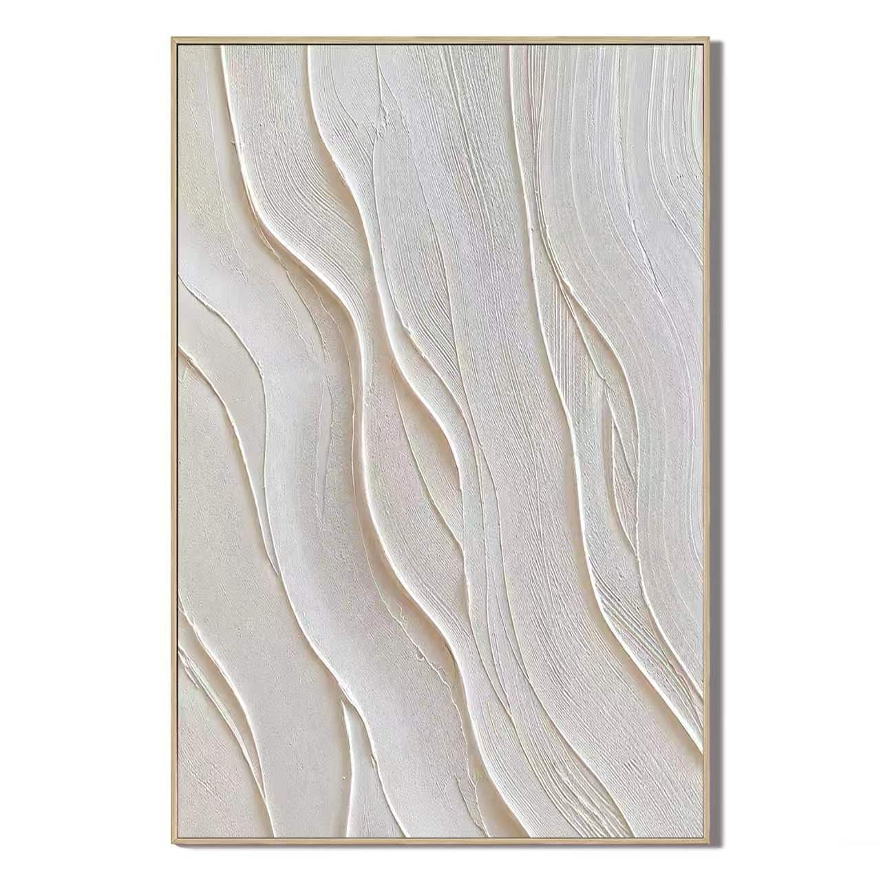 "Silent Rhythms" – Minimalist White Plaster Relief Abstract Painting