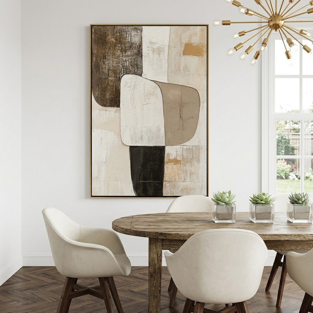 "Earthen Balance" – Organic Geometric Neutral Abstract Painting