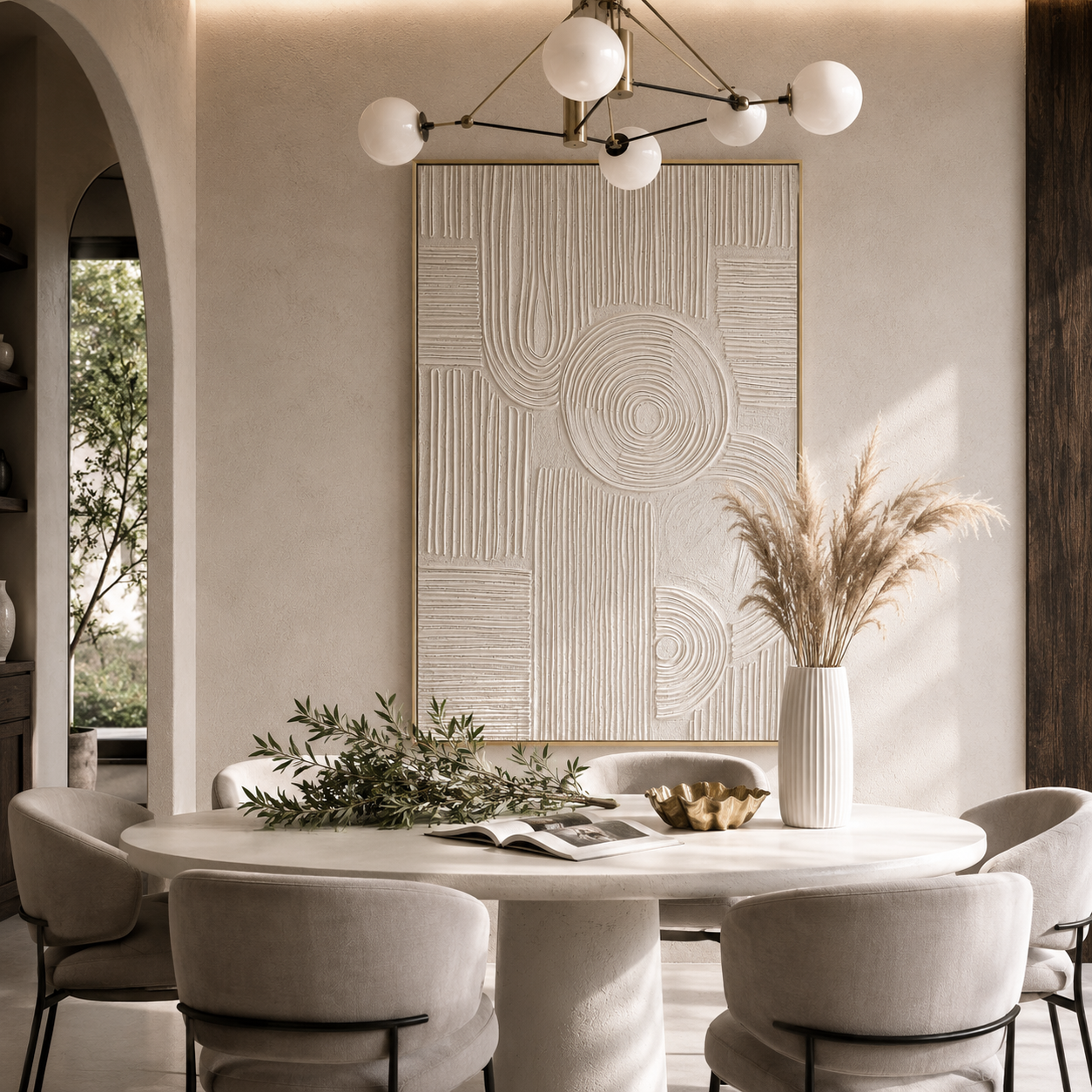 "Quiet Rhythm" – Wabi Sabi White Geometric Textured Painting