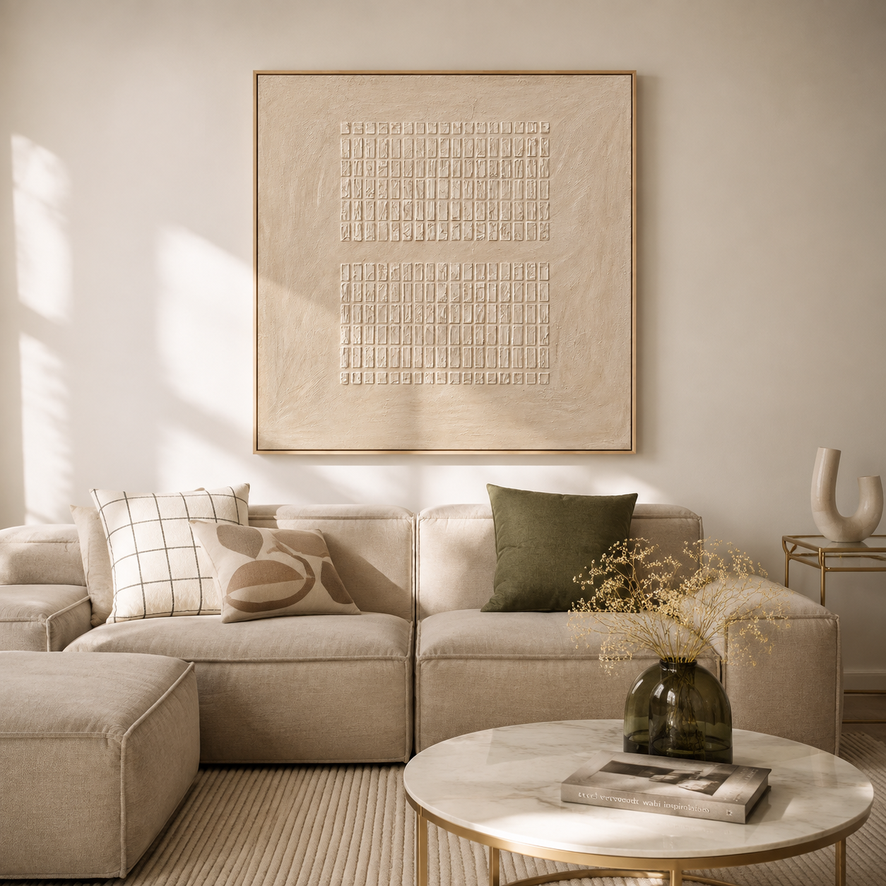 "Silent Horizon" – Wabi-Sabi Earth Tone Textured Horizontal Relief Painting